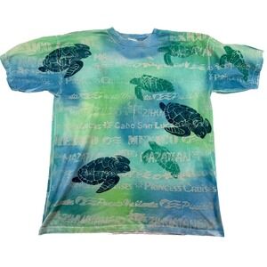 VTG 90s Princess Cruises AOP Sea Turtle Tie Dye Shirt Sz XL USA Made Nature